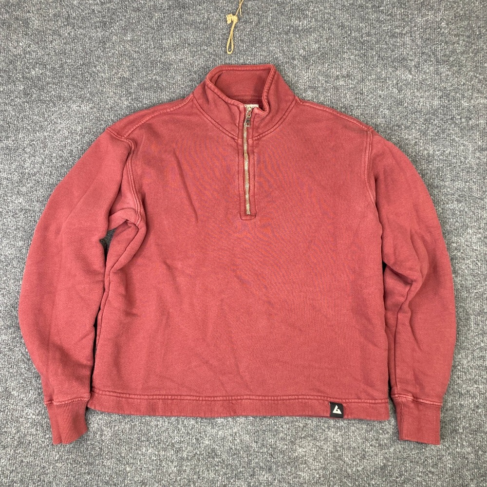 American Giant Womens Quarter Zip Sweatshirt Brick Red Cotton Pullover Small